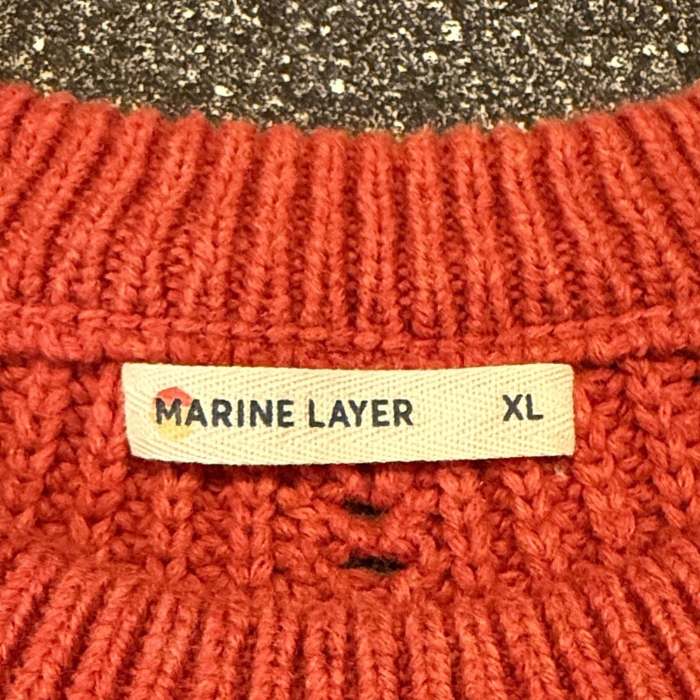 Women’s Marine Layer Vibrant Popcorn Orange Knit Sweater - size XL - Picture 2 of 6